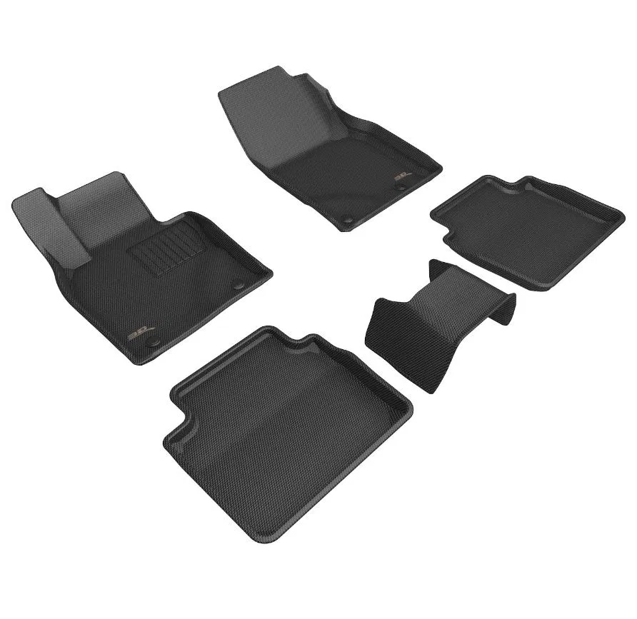 L1MZ08101509 – 3D MATS/U-AC Floor Liner, Black Custom Fit Raised Ridge Thermoplastic Rubber Of Carbon Fiber Texture 5...